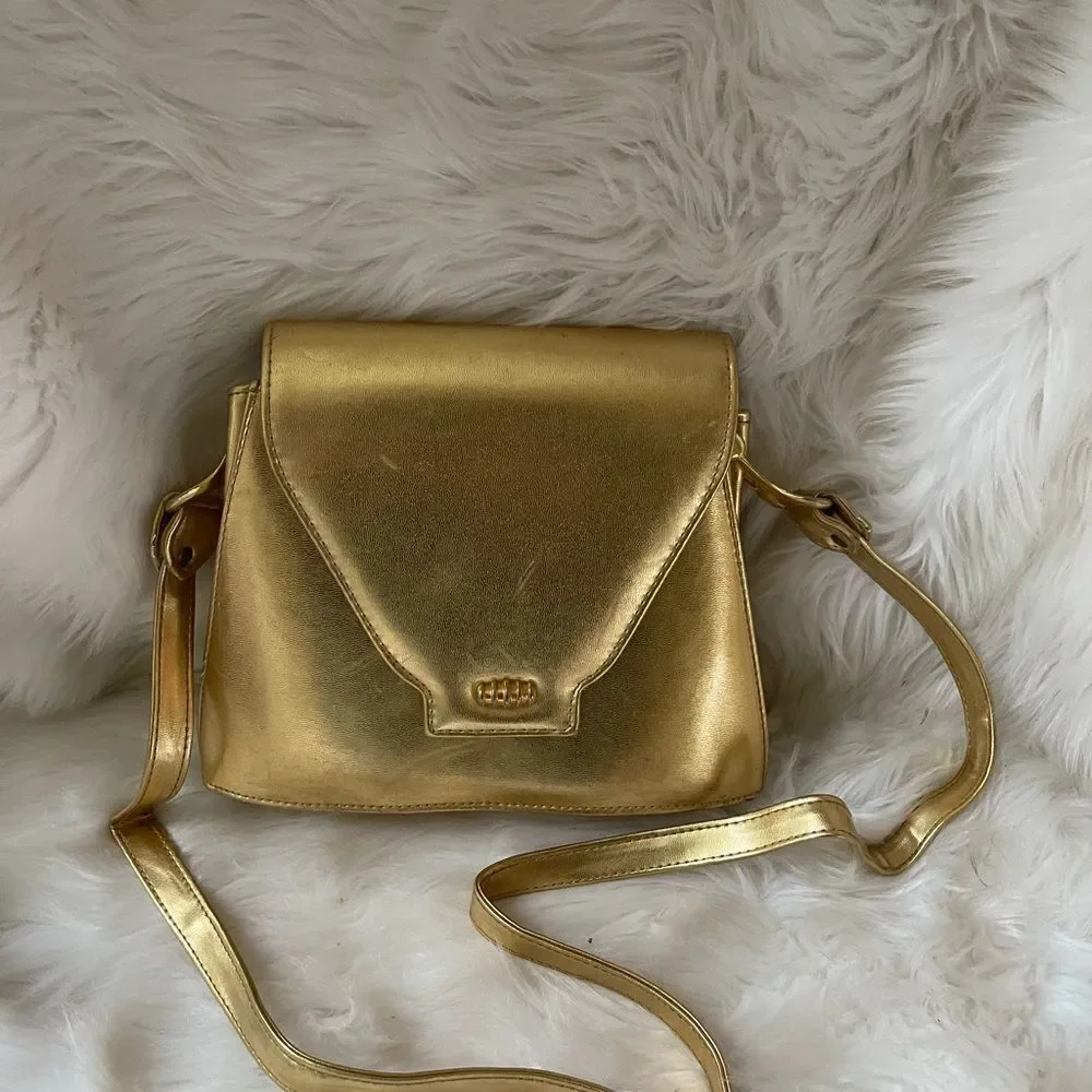 Rush Hour faux leather gold metallic crossbody bag